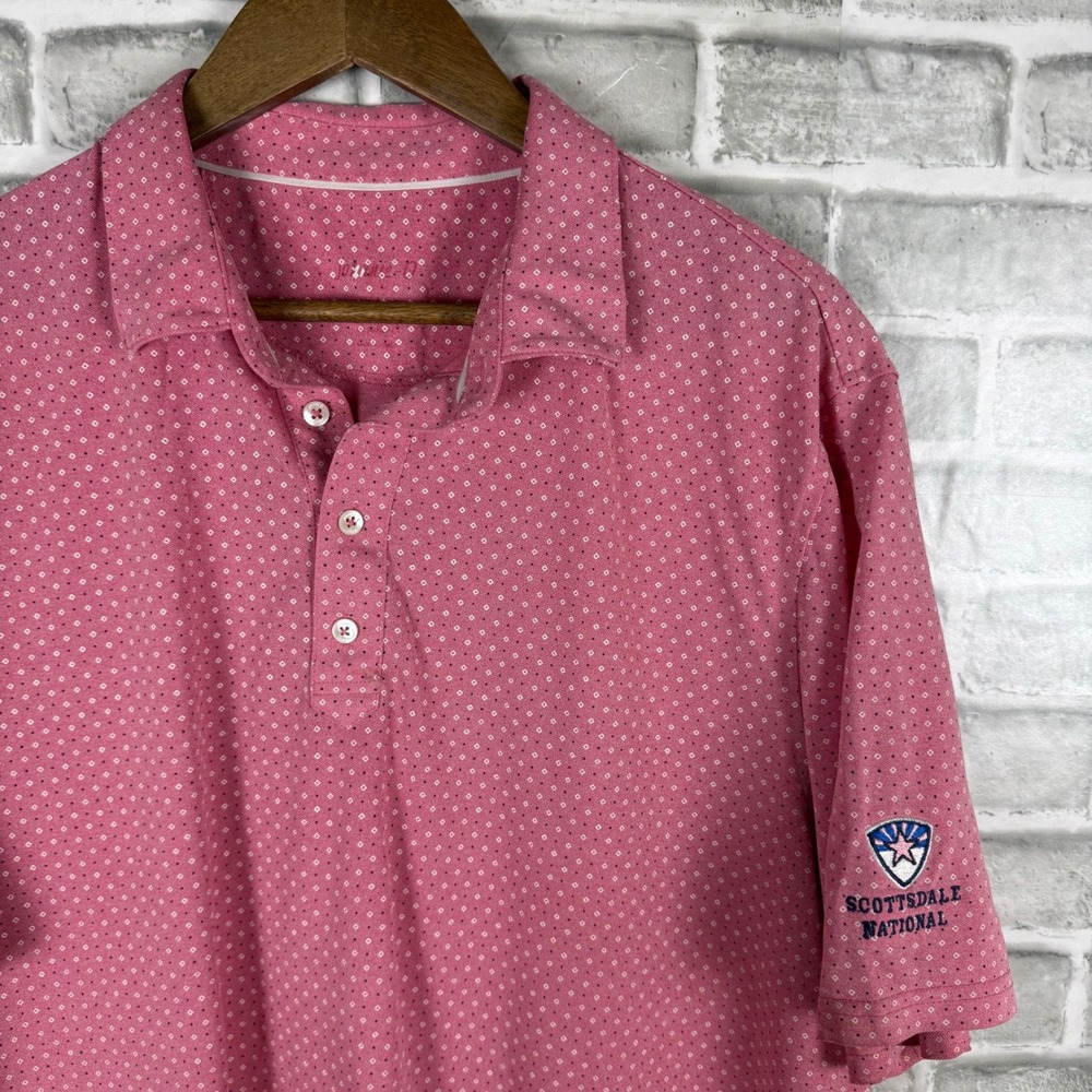 Johnnie-O Scottsdale National Golf Club Polo Shirt Hot Pink Diamond Mens LARGE
